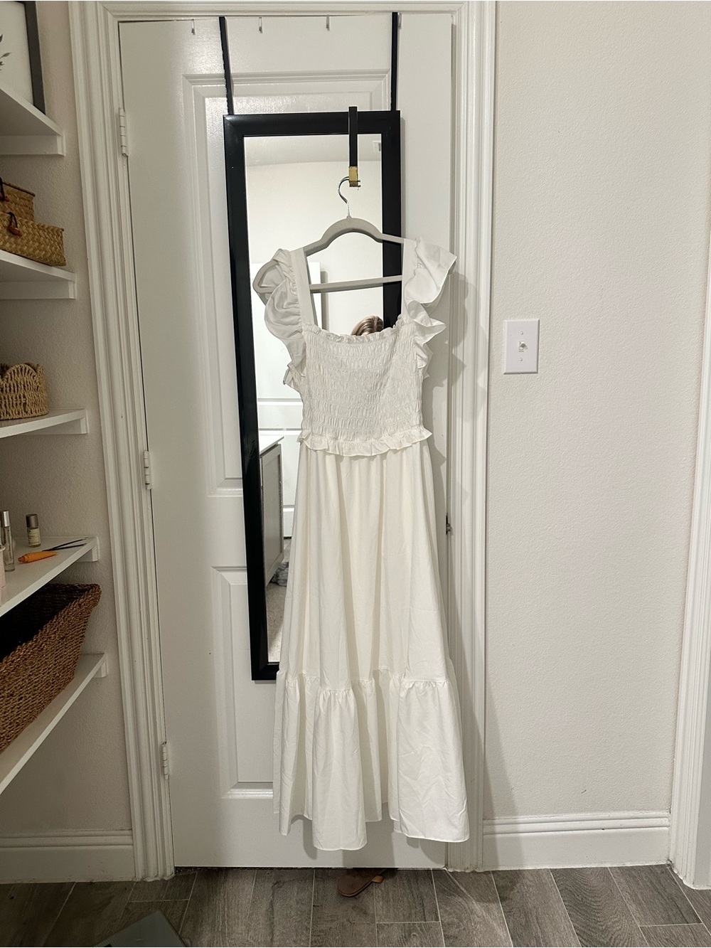 Astr White Maxi Dress with Ruffle Sleeves
